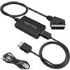 Giantdeer Cavo Convertitore da Scart a HDMI, Adattatore da Scart a HDMI 720P/1080P HD con Cavo di Alimentazione + Kable a Doppia Interfaccia Compatibile con PS3/Xbox/DVD/VHS Video Recorder