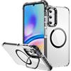 Yarxiawin Custodia per Samsung A05s, Nero Anello Magnetico Compatible con MagSafe per Samsung Galaxy A05 s Cover Trasparente Antiurto Rigido Anti-ingiallimento Case Sottile (Nero)