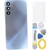 Double Sure Pannello posteriore blu di ricambio per Samsung Galaxy A15 con adesivo pretagliato cornice fotocamera posteriore e copertura in vetro e kit di strumenti di installazione