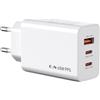 sccvee Caricatore USB C 65 W 3 porte USB C Alimentatore GaN【2USB C+1USB A】 Caricatore rapido PD Charger 65 W compatibile con MacBook Pro/Air/iPad/iPhone 16/15/14/13/Pro Max/Samsung Galaxy S22/S23/S24/Tablet