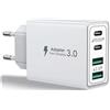 ZXLQ Caricatore USB C, 40 W, presa USB C, caricatore USB PD+QC, 4 porte caricatore rapido per iPhone 16 Pro/15/14/12/11/Pro Max/X/XS/XR/8/7/6S/iPad, Samsung Galaxy