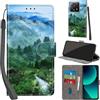 PHINIENLAND Cover per Xiaomi 13T / 13T Pro Case PU Pelle Custodia [Kickstand] [Chiusura magnetica] [Slot per Schede], Portafoglio Flip Custodia per Redmi K60 Ultra,Foresta