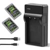 iPrize 2X BLS-5 / BLS-50 2200mAh e caricabatterie per Olympus OM-D E-M10 Mark II/III/IV, PEN E-P3, PEN E-PL5, E-PL6, E-PL7, E-PL8, E-PL9, PEN E-PM1, PEN E-PM2, Stylus 1