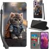 Haninsuze Cover per Motorola Moto G24/G04 Custodia Cover Pelle Libro Portafoglio con Porta Carte Magnetica Protezione Antiurto Cuoio Flip Case Custodia Cover per Motorola G24/G04, Gatto