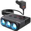 Funyord 9 in 1 Accendisigari 12 V/24 V, 3 prese caricatore accendisigari 180 W caricatore auto USB-C/QC 3.0/Type-C, con voltmetro LED e interruttore per tablet, telefono, GPS, Dash Cam