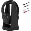 Queemie Cuffie TV Wireless per Anziani con Pulsanti Grandi, Base Ricarica Trasmettitore RF 2.4GHz, Supporto Uscite Ottico/RCA/AUX, Cuffie Bluetooth Over-Ear con 3 Modalità EQ, Portata 30m Senza Ritardo Audio