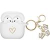 AIIEKZ Compatibile con AirPods 4 Cover 2024, custodia in morbido silicone con motivo a cuore dorato per 4a generazione, grazioso portachiavi a farfalla per ragazze e donne (bianco)