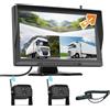 CAMECHO DVR Kit Telecamera Retromarcia Wireless con Monitor IPS da 10 Pollici +2 Visione Notturna Telecamere Retromarcia, supporto Registrazione loop/Split View/Immagine Flip per Camion/Camper/Auto