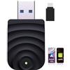 VEQENMOT CarPlay - Adattatore wireless VEQENMOT 2 in 1 per CarPlay e Android auto, Plug & Play, converte cablato in wireless, connessione automatica veloce, nessun ritardo