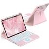 CACOE Custodia con tastiera Compatibile con iPad (A16) 11/10 generazione (11/10.9 pollici) 2025/2022 con touchpad, illuminazione a 7 colori, tastiera spagnola rimovibile, rotazione a 360°, rosa