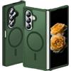 Nekiyo Tech Compatible with Samsung Galaxy Z Fold 7 Custodia, posteriore traslucido antiscivolo paraurti antiurto copertura protettiva con anello magnetico - Verde