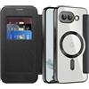 SIYOPINPFY Cover Magnetica per Google Pixel 9A, Slot per Scheda, Nero JD | Compatibile con MagSafe , Protezione Fotocamera , RFID Blocking , Custodia a Portafoglio in Pelle PU , Retro Trasparente Case
