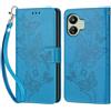 KENHONER Compatibile Cover con Xiaomi Redmi 13C,Cover per Redmi 13C 5G, Premium Pelle PU Portafoglio Flip Libro Custodia Cover per Redmi 13C 4G [Protezione Completa] - Blu Farfalla