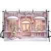 AIBIIN 2,1 x 1,5 m sfondo natalizio Sweet Candy Store neve albero di Natale casa rosa sfondo fotografia sfondo per bambini famiglia ritratto decorazione fotografia puntelli fotografici