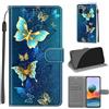 KENHONER Cover Compatibile con Xiaomi Redmi Note 10 Pro, Premium Pelle PU Portafoglio Flip Libro Custodia per Xiaomi Redmi Note 10 Pro Max [Protezione Completa] - Farfalla