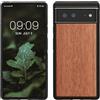 kwmobile Custodia Compatibile con Google Pixel 6 Cover - Protezione in Legno per Smartphone - Back Case con Bumper in Silicone TPU - Natura Mogano