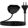 YINGAYOU Prolunga Elettrica Europea con Interruttore 2.5A 250V 625W Cavo Prolunga Elettrica con Interruttore 2x0.75 mm², per Elettrodomestici, Lampada, TV (Nero, 2 m)