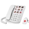 PUSOKEI Telefoni Fissi per Casa, Telefono con Pulsanti Grandi per Anziani, Telefono con Filo con Telecomando One Touch per Composizione SOS, Qualità Audio HD Vivavoce, Suoneria Extra