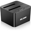 BELCHERI Docking station per dischi rigidi USB 3.0 doppio alloggio, per HDD/SSD SATA da 2,5/3,5, clonazione offline e UASP per backup dei dati