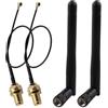 Futheda 2 Pezzi 433MHz Antenna Connettore SMA Maschio 3dBi Omnidirezionale＋Cavo da U.FL IPX MHF1 a SMA Femmina 15cm per Videocamera di sicurezza Sorveglianza Video Wireless