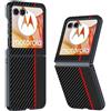 GIOPUEY Cover Compatibile con Motorola RAZR 60, Pelle PU + PC Rigido Custodia, Speciale Struttura in Pelle Case，Anti-Impronta, AntiGraffio - Black/Red