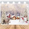 ASDCXZ Sfondo per foto di Natale, 2,5 x 1,8 m, romantico, pupazzo di neve, casa, albero di Natale, cervo di alce per foto, sfondo in vinile, festa di famiglia, decorazione fotografica, banner