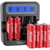 Hixon Batterie ricaricabili al litio AA, confezione da 8 batterie da 1,5 V 3500 mWh con caricabatterie LCD rapido 2H, batteria AA agli ioni di litio a lunga durata (8AA con caricatore)