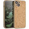 kwmobile Custodia compatibile con Apple iPhone 13 - Cover in Sughero - Bumper Antiurto in Silicone TPU Gommato - Protezione marrone chiaro