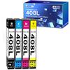 Torvon 408L Cartucce di ricambio per Epson 408L 408XL Cartucce per stampanti Multipack Compatibile con Workforce Pro WF-C4310 WF-C4810 WF-C4310DW WF-C4810DTWF WFC4310 WFC4810 (confezione da 4)
