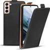 Verco Flip Cover per Samsung Galaxy S21 Plus, Custodia verticale Flip Case compatibile con Samsung S21+ 5G, Nero