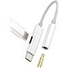 HOYULLI Adattatore audio da USB C a 3,5 mm (2 in 1) per Apple Type C cavo di ricarica per iPhone 16 15 Pro Max DAC AUX, compatibile con microfono Samsung S25 S24, connettori per iPad auto