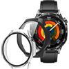 zZjoOoj Cover per HUAWEI Watch GT 5 Pro 46mm Vetro Temperato Pellicola Protettiva,PC Rigido Case Protettiva Ultrasottil per HUAWEI Watch GT 5 Pro 46mm Custodia, Trasparente & Black