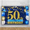 ASDCXZ Sfondo per 50° compleanno, blu, oro, 2,2 x 1,5 m, per 50° compleanno, per donne e servizi fotografici, per feste