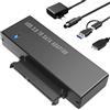 FARBOKO Adattatore Sata USB, adattatore 2 in 1 da USB C/USB 3.0 a SATA per dischi rigidi da 2,5/3,5 pollici SATA I/II/III HDD/SSD fino a 18 TB con alimentatore 12V 2A