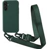 Yichxu Cover per Samsung Galaxy A16 4G/5G con Cordino, Custodia Cellulare con Tracolla in Nylon Regolabile Motivo Cuore Morbid Antiurto Paraurti Bumper Silicone Protettiva Case per Samsung A16 Verde