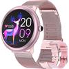 FITCXJX Smartwatch Donna, Orologio Fitness Impermeabile IP68 Smartwatch con Saturimetro (SpO2), Misuratore Pressione, Cardiofrequenzimetro Orologio Sportivo con Notifiche Messaggi per Android iOS (Rosa)