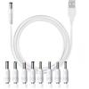 VOSSOT Cavo USB a Connettore DC 8 in 1,Cavo Universale di Alimentazione 5V su cavo di alimentazione da 1m, 5,5 x 2,1 mmcon Adattatore per Router, Speaker, Strisce LED Lunghezza 1,00 m Bianco