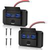Daakro 2 Piece USB Charging Socket 12V Car Charger Dual QC3.0 USB e PD3.0 Type C Mobile Phone Fast Charger impermeabile con interruttore per 12 V / 24 V RV, Auto, Moto, Camion
