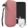 kwmobile Custodia in Neoprene con Zip per Smartphone XXL - 7 - Astuccio Portacellulare a Sacchetto con Cerniera - Borsa in rosa antico