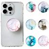 PLUSHCEWT Confezione da 6 supporti per telefono cellulare con design marmorizzato trasparente Popsocket base imbottita, girevole a 360° ed estensibile, per smartphone e tablet
