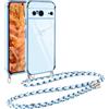Vauki Cover con Cordino per Google Pixel 8 Pro 5G, Carina Motivo Cuore Custodia con Collana, Antiurto Ultra Silicone TPU Morbida e Sottile Catena per Cellulare Case per Google Pixel 8 Pro 6.7, Blu