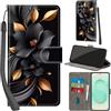 PHINIENLAND Cover per Samsung Galaxy S25 Plus Case PU Pelle Custodia [Kickstand] [Chiusura magnetica] [Slot per Schede], Portafoglio Flip Custodia per Samsung S25 Plus,Fiori