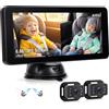 SIXTOP Baby Camera Auto con Monitor IPS da 6,86, Visione Notturna e 2 Telecamere Posteriori HD Grandangolari a 90° per Auto/SUV/Furgoni - Osservare il Bambino in Tutta Sicurezza