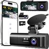 TOOXYZ 3 Canali Dash Cam Auto, 4K+1080P+1080P Telecamera per auto, 3,17 Display IPS Dash Cam con Scheda SD 64G, 5GHz WiFi, 24H Monitor di Parcheggio, Visione Notturna, WDR, Grandangolo 170°, Sensore G