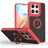 RankOne Custodia per Motorola Moto g56 5G (6.72 Inches), Staffa ad Anello Base di Aspirazione Magnetica Cover per Cellulare Trasparente Opaca - Rosso