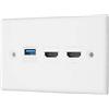 Bewinner Presa a Muro HDMI a 3 Porte con USB 3.0, Piastra a Muro Ethernet Senza Saldatura per TV HD a Parete, Lettori Video in Streaming, Proiettori, per L'home Office