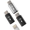 Kefiany 65 W Adattatore Lightning Femmina a USB C Maschio (3 Pack)Connettore Rapido Caricatore Tipo C per iPhone 16 15 Pro Max Adapter per Apple Compatibile con Samsung S24 Lighting Carica Cavo Type C Jack