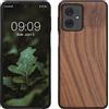 kwmobile Custodia Compatibile con Motorola Moto G54 5G Cover - Protezione in Legno per Smartphone - Back Case con Bumper in Silicone TPU - Marrone Scuro