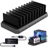 GBKDQQ Stazione di ricarica USB da 60 W, 10 porte, multidispositivo, stazione di ricarica multidispositivo, con divisori regolabili e cavo di alimentazione da 1,5 m, compatibile con tablet, smartphone