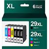 HALLOLUX Confezione da 6 cartucce 29XL XP-342 XP-352 per cartucce Epson 29 XL 29XL per Epson Expression Home XP-352 XP-235 XP-245 XP-322 XP-335 XP-442 XP-452 XP-455 XP-247 XP-332 XP-255